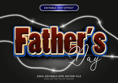 Babalar Günü metin efekti. Neon 3d metin biçimi