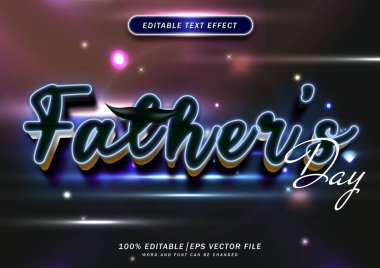 Babalar Günü metin efekti. Neon 3d metin biçimi
