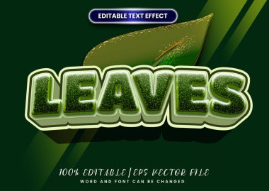 Yaprak etkisi metni. Düzenlenebilir yazı tipi. genel çizgi film biçimi