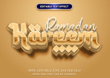 İslami başlık ya da manşet tasarımı. Ramazan Kareem. Arapça değiştirilebilir metin efekti. Selamlama günü
