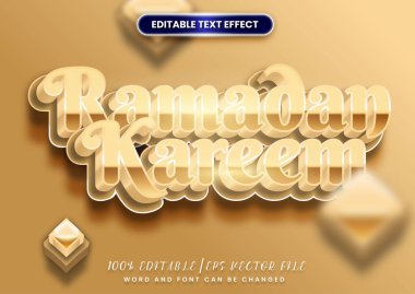 İslami başlık ya da manşet tasarımı. Ramazan Kareem. Arapça değiştirilebilir metin efekti. Selamlama günü