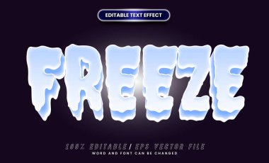 Buz metin efekti - 3D mavi parlak çizgi film düzenlenebilir.