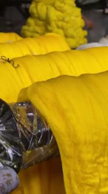 Geleneksel su kabı medya ile boyama ipliği üretimi. endüstri konsepti videoları.