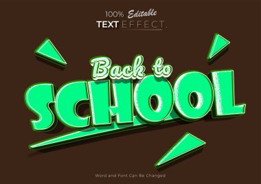 Okula Dönüş 3d modern metin tarzı efekti düzenlenebilir. Metin şablonu ya da poster tasarımı.