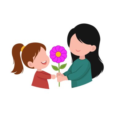 Anne Resmine Çiçek Veren Kız