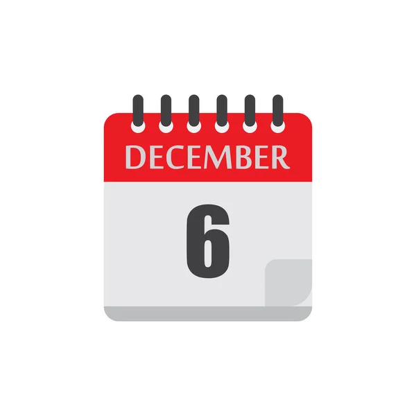 Diciembre Calendario Fecha Vacaciones Vector Icono Ilustración Diseño — Vector de stock