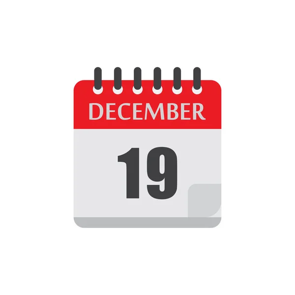Dezember Kalender Datum Urlaub Vektor Symbol Illustration Design — Stockvektor