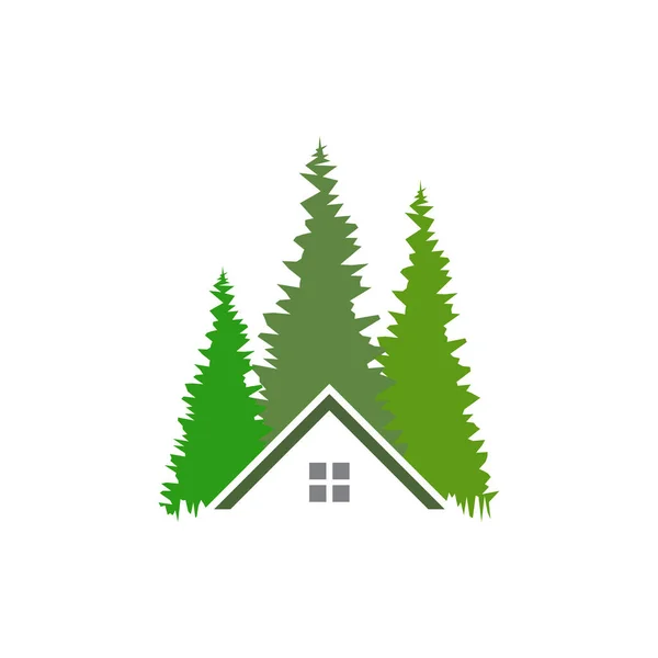 Pine Tree Christmas Vector Icon Template Illustration — Stock Vector