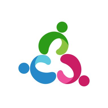 Soyut İnsanlar sembolü, birliktelik ve topluluk konsepti tasarımı, yaratıcı merkez, sosyal bağlantı simgesi, şablon ve logo se