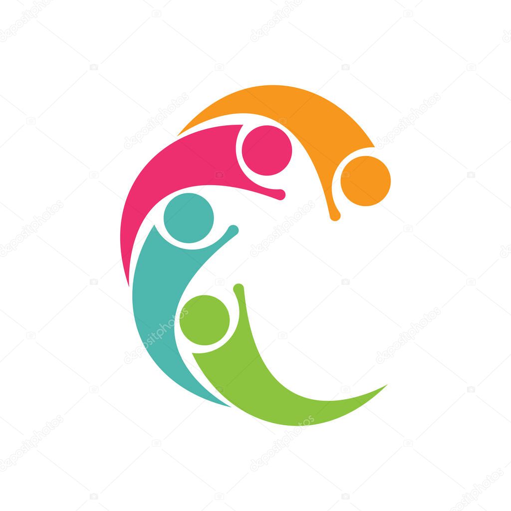 Abstract People symbol, togetherness and community concept design, creative hub, social connection icon, template and logo se