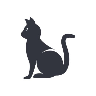 Kedi logosu illüstrasyon ikon vektör şablonu