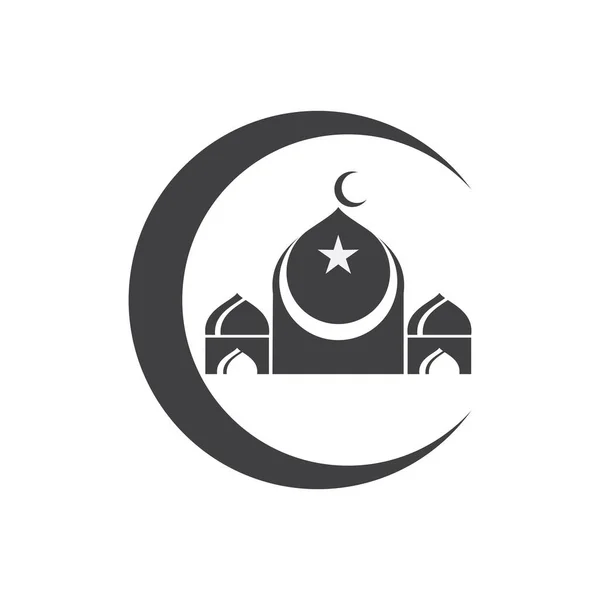 Logo Islamico Modello Vettoriale Icona Della Moschea — Vettoriale Stock