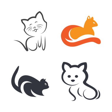 Kedi logosu illüstrasyon ikon vektör şablonu