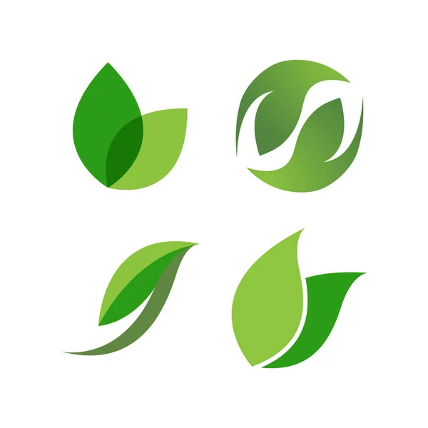 緑の葉のロゴ生態自然要素ベクトルアイコン ロイヤリティフリーのストックイラスト