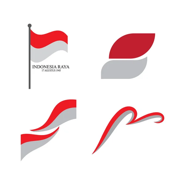 Vecto Logo Drapeau Indépendance Indonésie — Image vectorielle