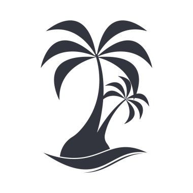 Palmiye ağacı logosu, yazın palmiye ağacı simgesi ve seyahat logosu illüstrasyonu