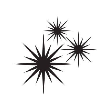 Beyaz arkaplanda ışıldayan yıldız vektör simgeleri ayarlandı, parlak, soyut web tasarımı için parlak ışık efekti