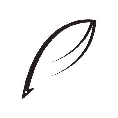 Vector Black ve White Fluffy Tüylü Logo Simgesi, Siluet Tüy Seti Kapatma İzole edildi. Tasarım