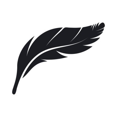 Vector Black ve White Fluffy Tüylü Logo Simgesi, Siluet Tüy Seti Kapatma İzole edildi. Tasarım