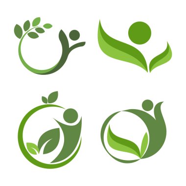 Sağlıklı Yaşam İnsanları Logosu vektör simgesini şablonladı