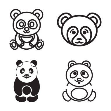 Panda Loggo Şablonu Simge Çizim Tasarımı