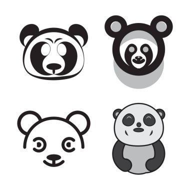 Panda Loggo Şablonu Simge Çizim Tasarımı
