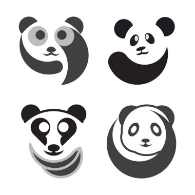 Panda Loggo Şablonu Simge Çizim Tasarımı
