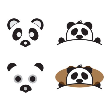 Panda Loggo Şablonu Simge Çizim Tasarımı