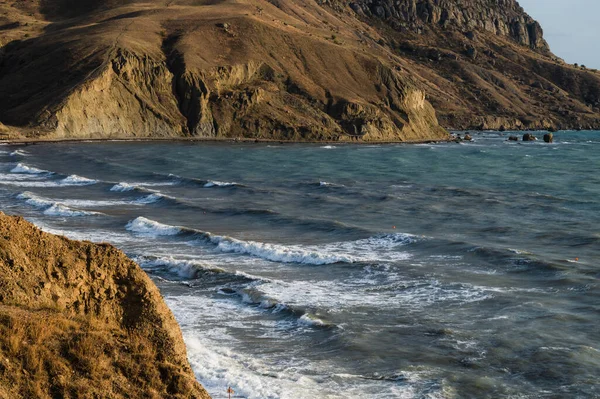 Prachtig Landschap Golven Zwarte Zee Zandbergen Schilderachtige Natuur Van Krim — Stockfoto