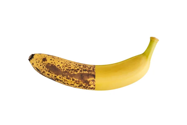 Verrotte Bedorven Rijpe Halve Bananenvruchten Geïsoleerd Witte Achtergrond Goede Verse — Stockfoto