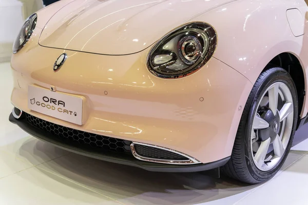 stock image Serdang, Malaysia - May 5,2023 : New Ora Good Cat's car displayed at The Malaysia Autoshow was held at the Malaysia Agro Exposition Park Serdang (MAEPS).