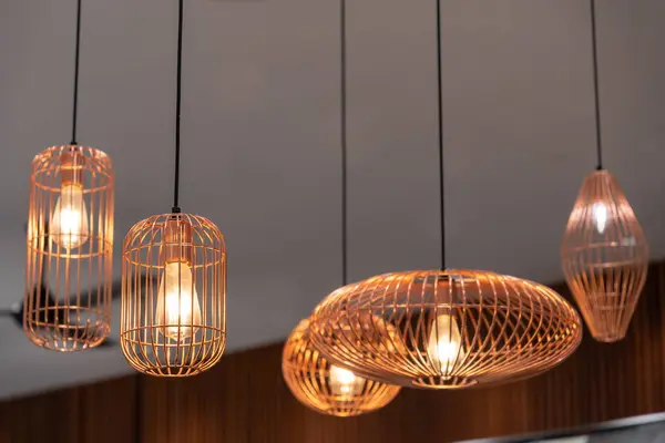 Different types of shape pendants light hanging on the ceiling
