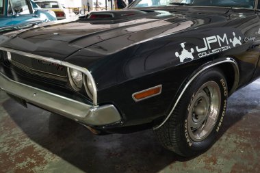 Serdang - Malaysia : May 24,2024  : Dodge Challenger RT car of Fast X also known as Fast Furious 10 movie displaying at the Malaysia Autoshow 2024 in Maeps Serdang. clipart