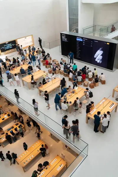 stock image KL, Malaysia- September 1, 2024 : People can seen exploring around Apple The Exchange TRX. It is the first Apple Store location in Malaysia, located within Kuala Lumpur's new Tun Razak Exchange (TRX)