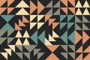 Geometrik renkli mozaik oklar, kartlar, afişler ve el ilanları için pürüzsüz desen. Soyut izleyici çizimi tasarımı