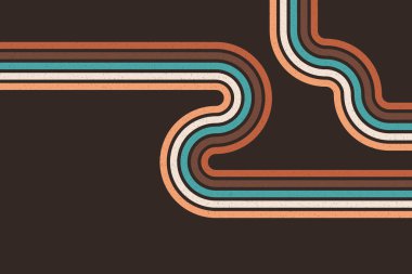 Soyut renkli kıvrımlı hareket disko çizgileri çizim tasarımı. Retro dekoratif arkaplan