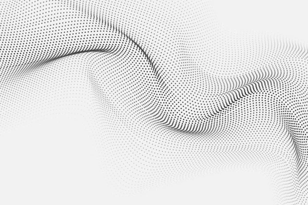 未来的なスタイルで粒子のダイナミックな波を持つ抽象的なイラストデザイン — ストックベクタ
