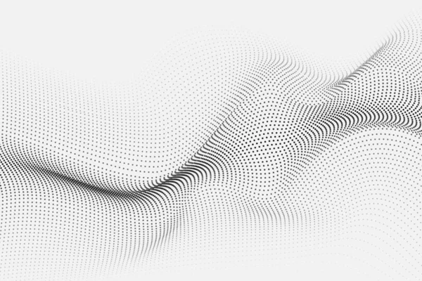 Αφηρημένη Φουτουριστικό Κύμα Σωματίδια Λευκό Φόντο Σχεδιασμός Δυναμικής Εικονογράφησης Επιστήμης — Διανυσματικό Αρχείο
