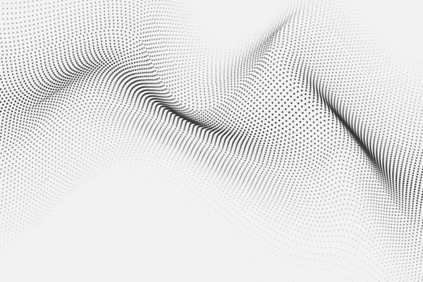 Particules Ondulées Abstraites Sur Fond Blanc Dans Style Futuriste Avec — Image vectorielle