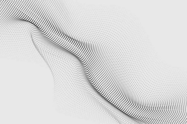 Cyber Dynamiska Partiklar Våg Bakgrund Design Futuristisk Ström Punktillustration — Stock vektor