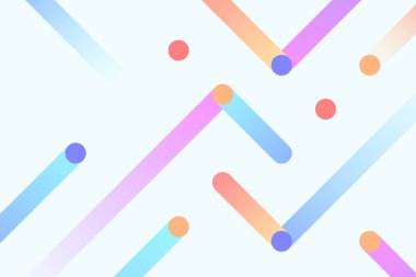 Soyut dinamik yuvarlak çizgi çizimi arkaplanı. Neon çizgilerinin ve beyaz arkaplandaki noktaların modaya uygun geometri bileşimi 