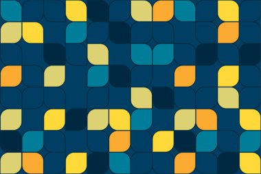 Mavi ve sarı yaprakların soyut mozaik bileşimi. Basit doğa iz sürme kalıpları