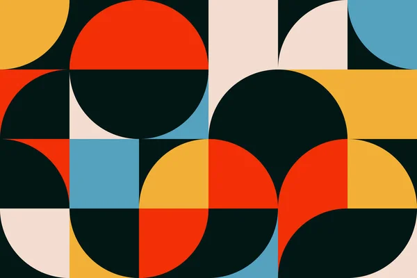 Abstract Retro Geometric Seamless Pattern Bauhaus Style Grid Tile Geo — Stock Vector
