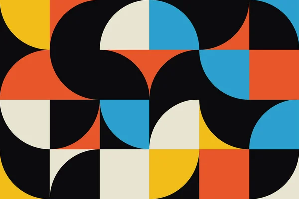 Colorful Bauhaus Geometric Seamless Pattern Geo Shapes Background Design Art — Stock Vector