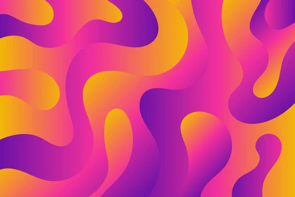 Gradient Liquide Violet Vif Jaune Abstrait Fond Fluide Formes Ondulées — Image vectorielle