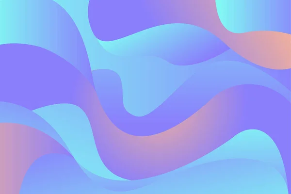 全息液体梯度波状背景 紫色和蓝色梯度层波背景说明 — 图库矢量图片
