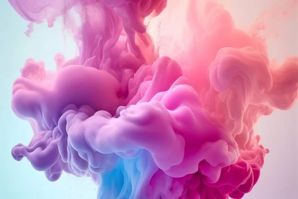 油墨在水底滴液体运动 彩色梯度烟云3D图解 — 图库照片
