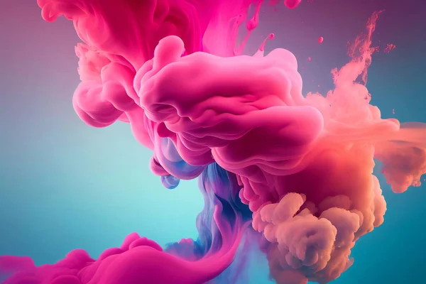 水底的抽象五彩斑斓的液体 彩虹梯度烟看起来像云彩3D插图 — 图库照片
