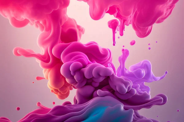Abstract bright ink drop fluid motion in the water 3d illustration background