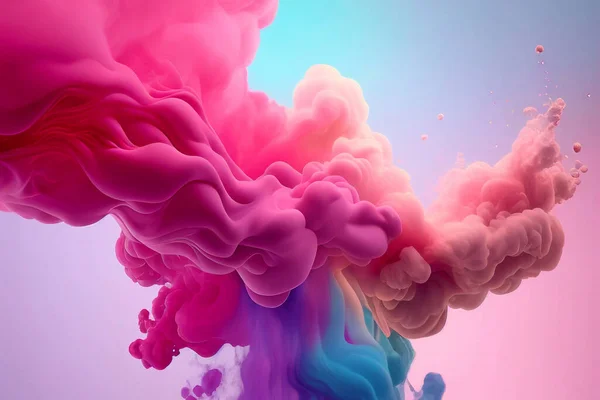 色彩艳丽的油墨在水中滴下液体涡旋运动3D图解 — 图库照片